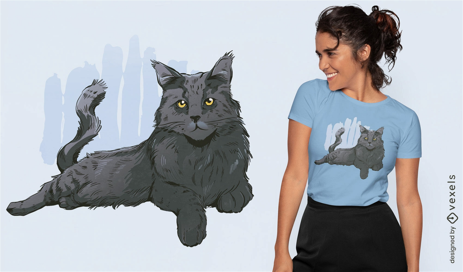 T-Shirt-Design der britischen Maine-Coon-Rasse der Katze