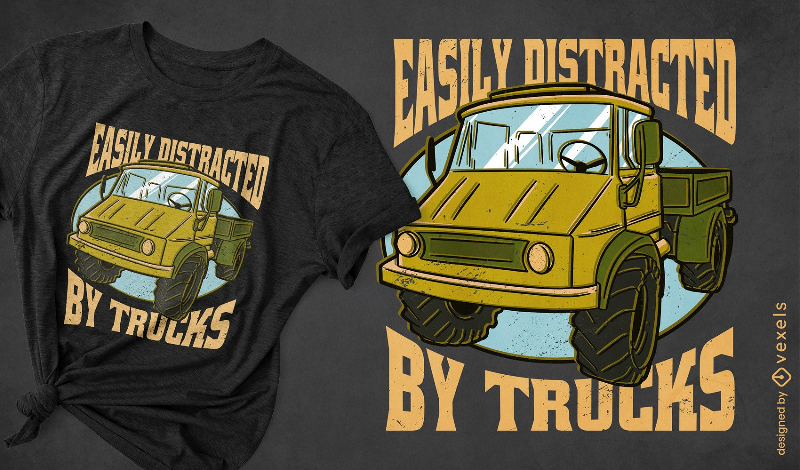 Distraído pelo design de camiseta de citação de caminhões