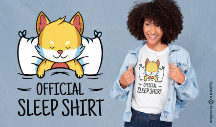 Animal de raposa dormindo em um design de camiseta de cama