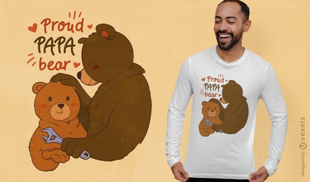 Diseño de camiseta del día del padre papá oso