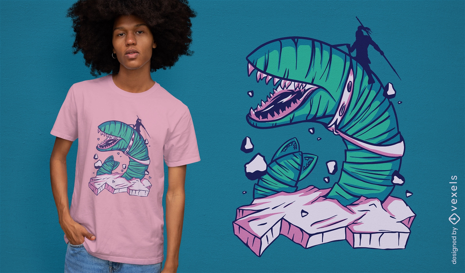 Design de camiseta de besta de verme gigante