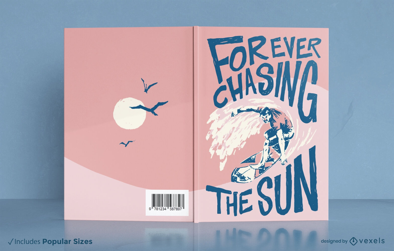 Design de capa de livro de surf de verão