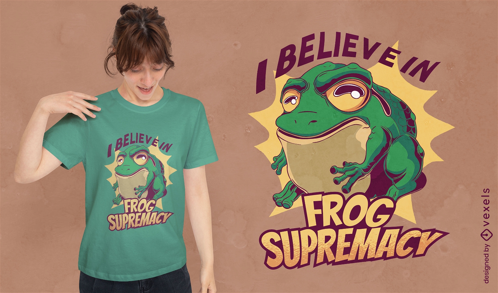 Diseño de camiseta de supremacía de rana.