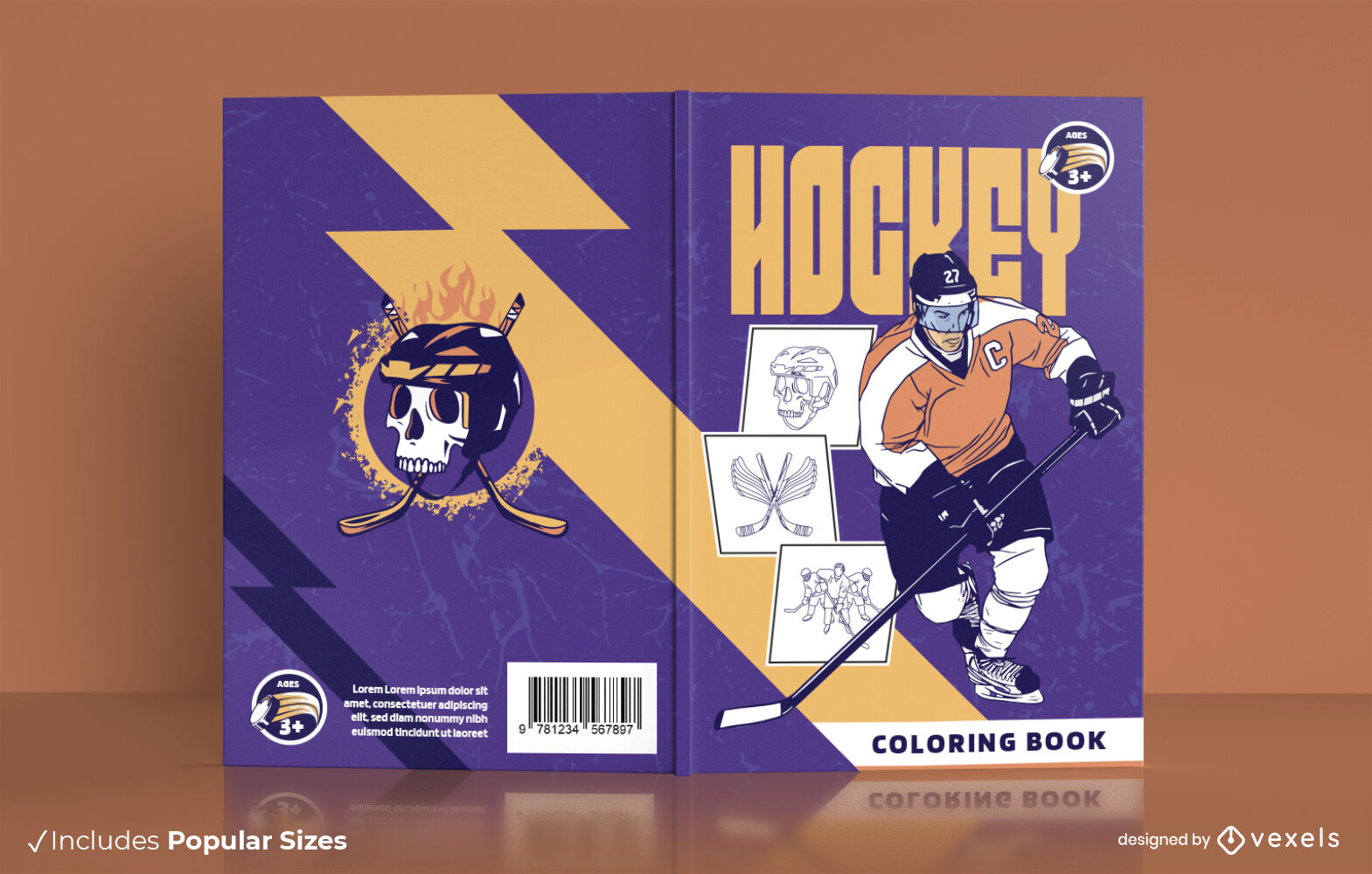 Diseño de portada de libro para colorear de hockey