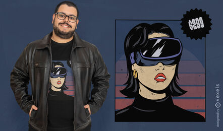 Frau mit VR-Brillen-T-Shirt-Design