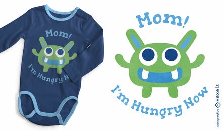 Diseño de camiseta de bebé monstruo hambriento