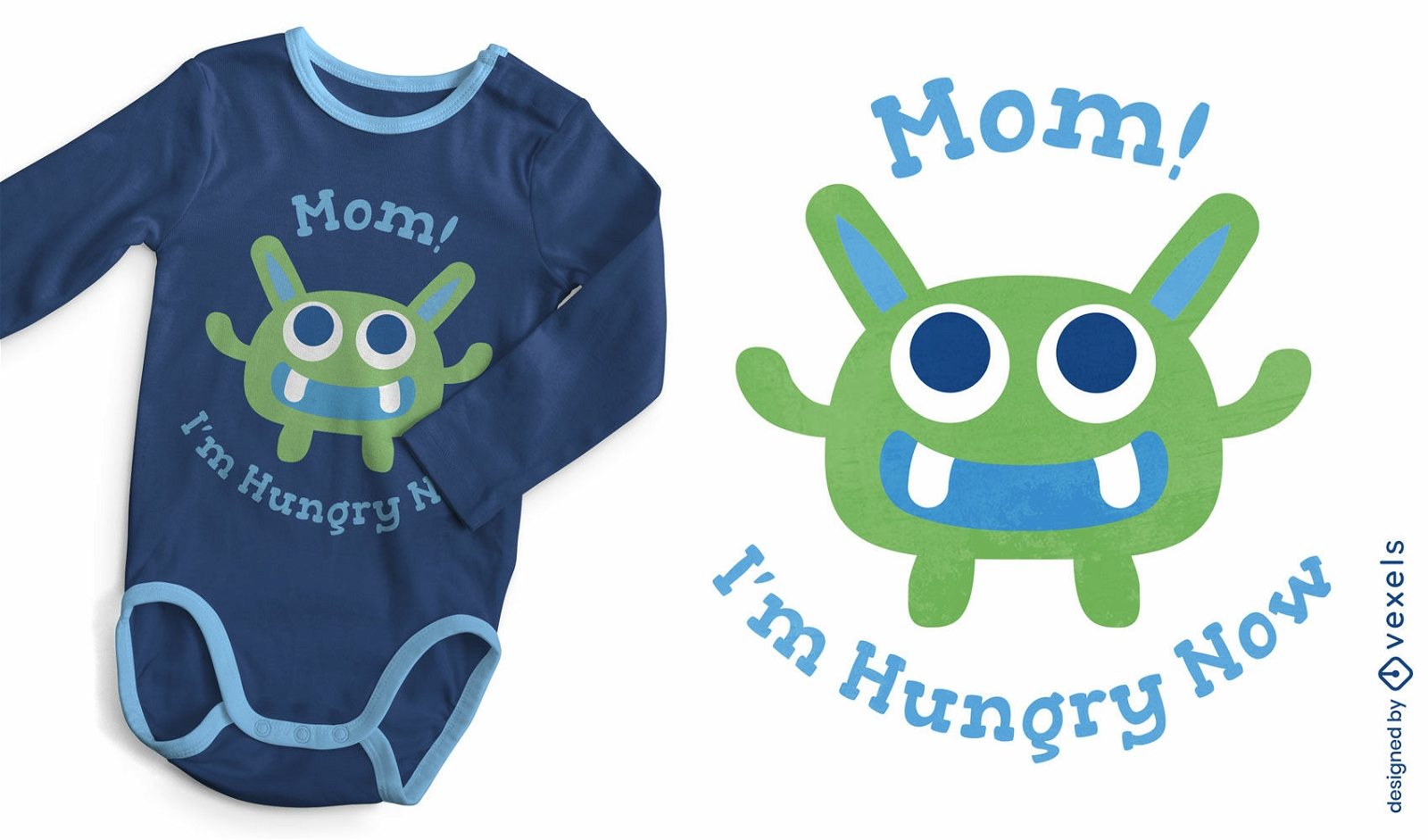 Design de camiseta de bebê monstro faminto