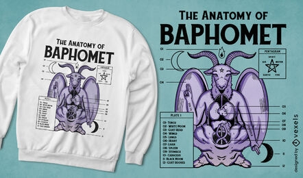 Diseño de camiseta de la deidad de la anatomía de Baphomet.