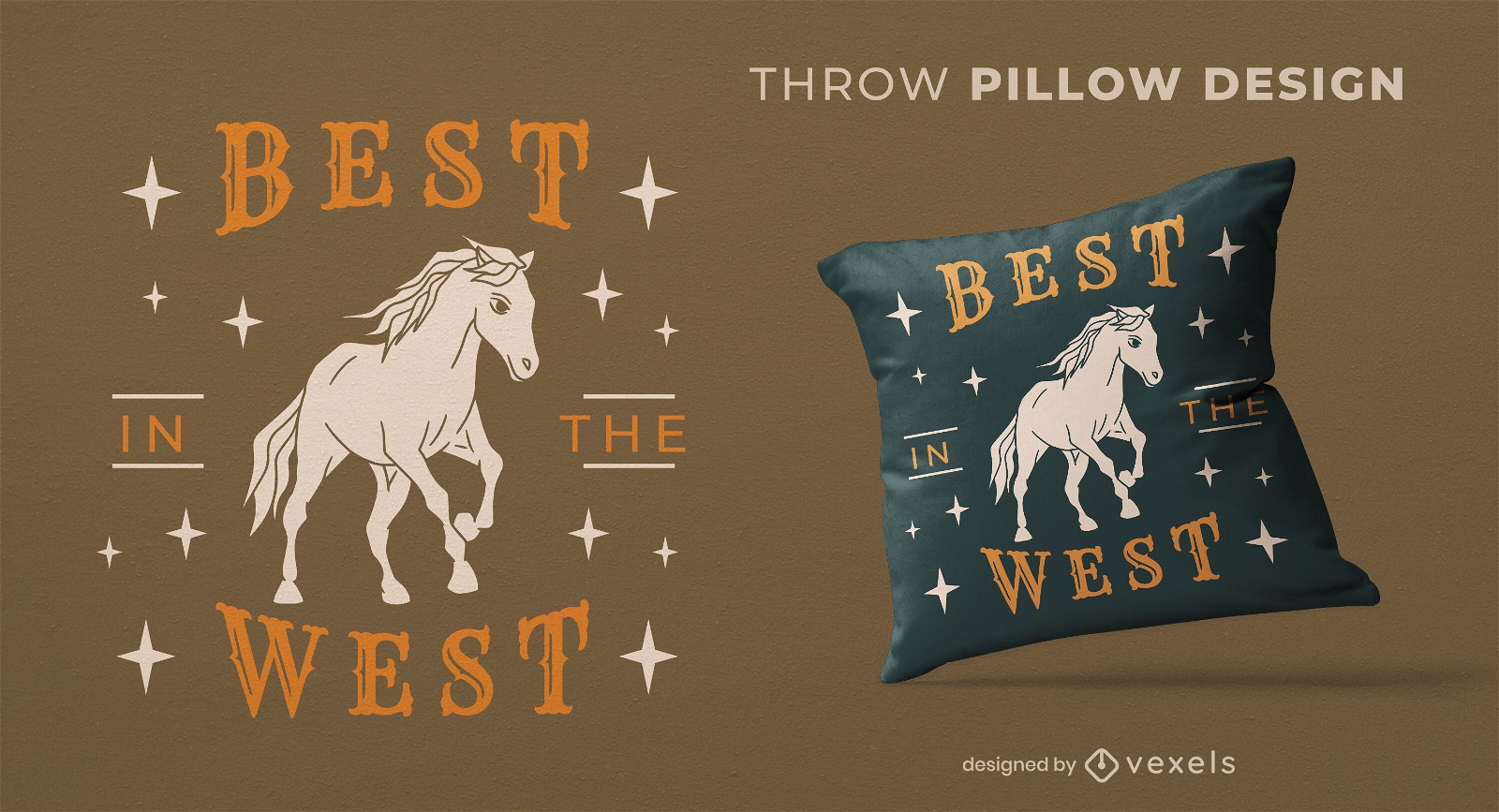 Diseño de almohada de tiro de caballo del oeste