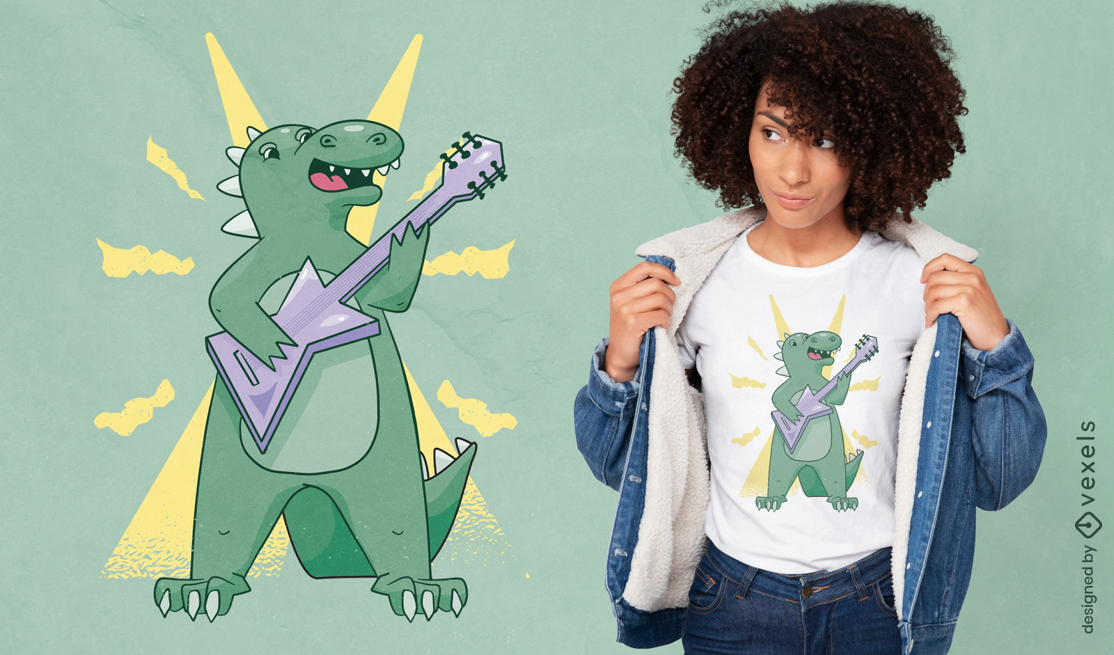 Rockstar Dinosaurier-Gitarren-T-Shirt-Design