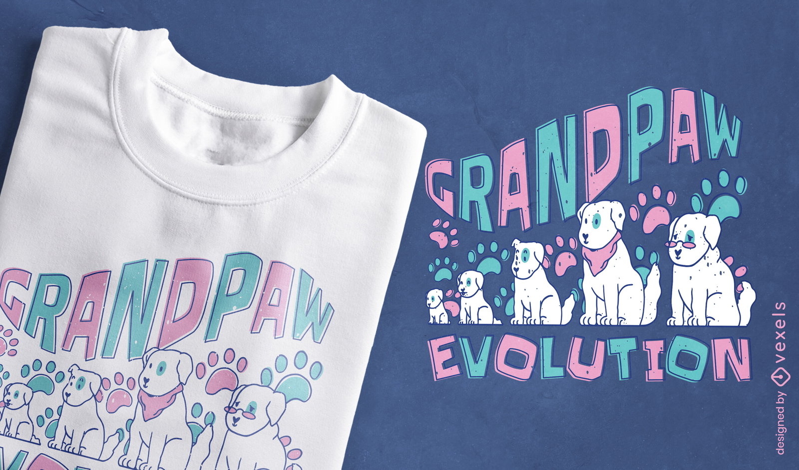 Design de t-shirt da evolução do cão vovô