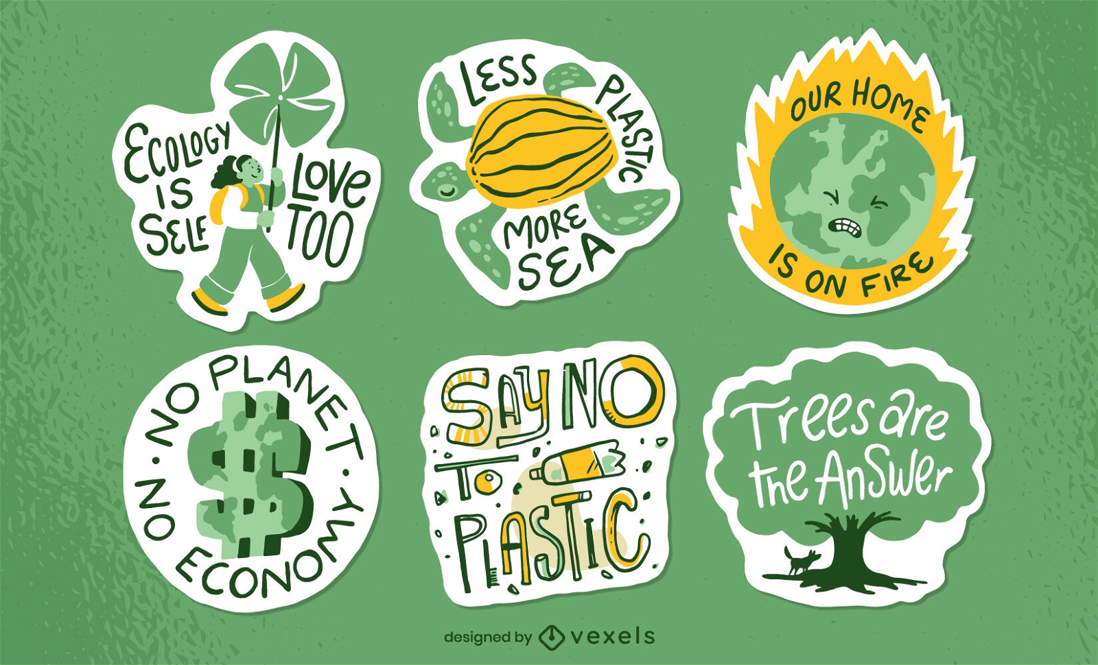 Ecology Earth day stickers set