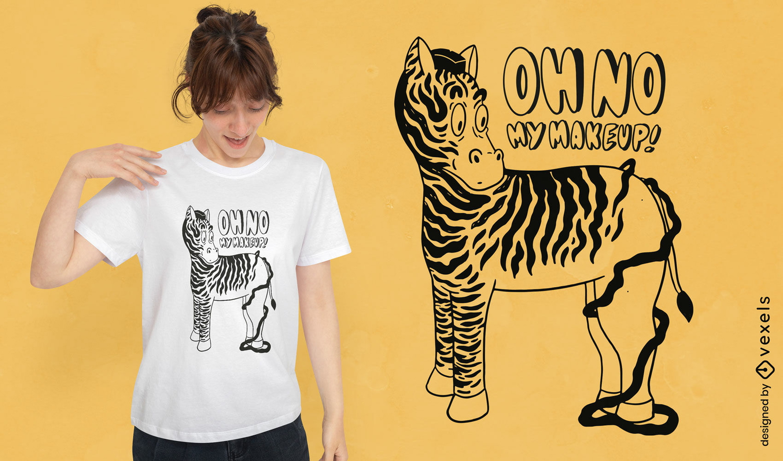 Design de camiseta de maquiagem de zebra engraçado