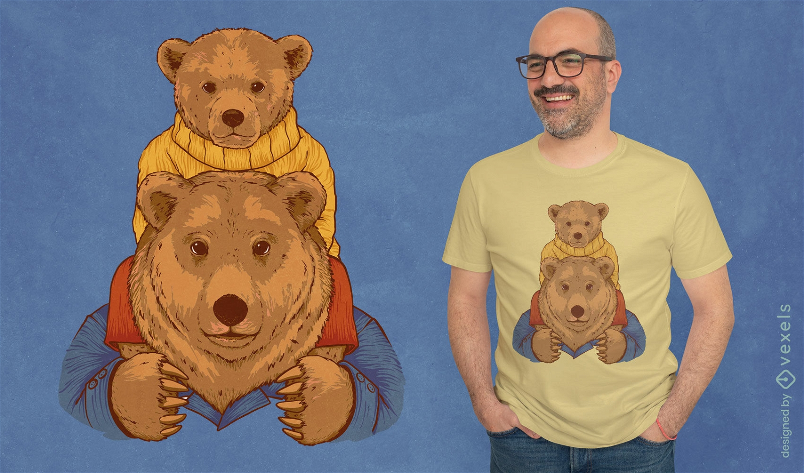 Diseño de camiseta de padre e hijo de oso.