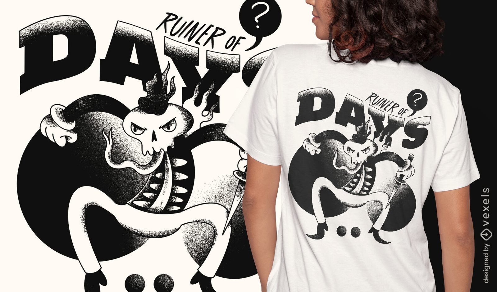 Ruiner of Days Bösewicht-T-Shirt-Design