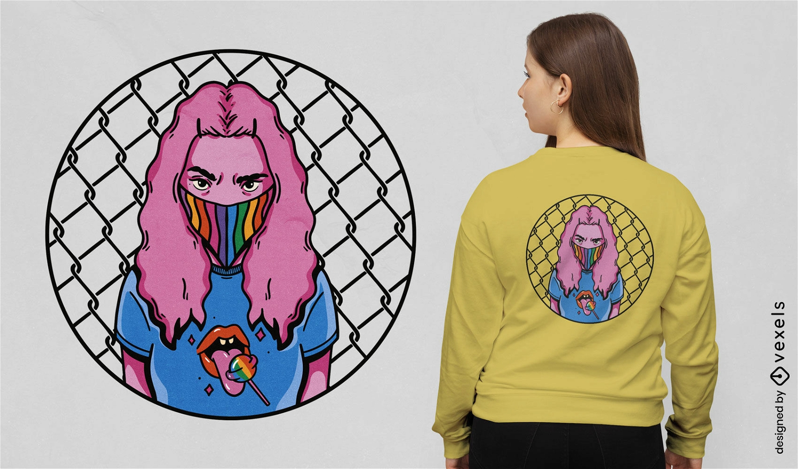 Diseño de camiseta de personaje de mujer orgullo