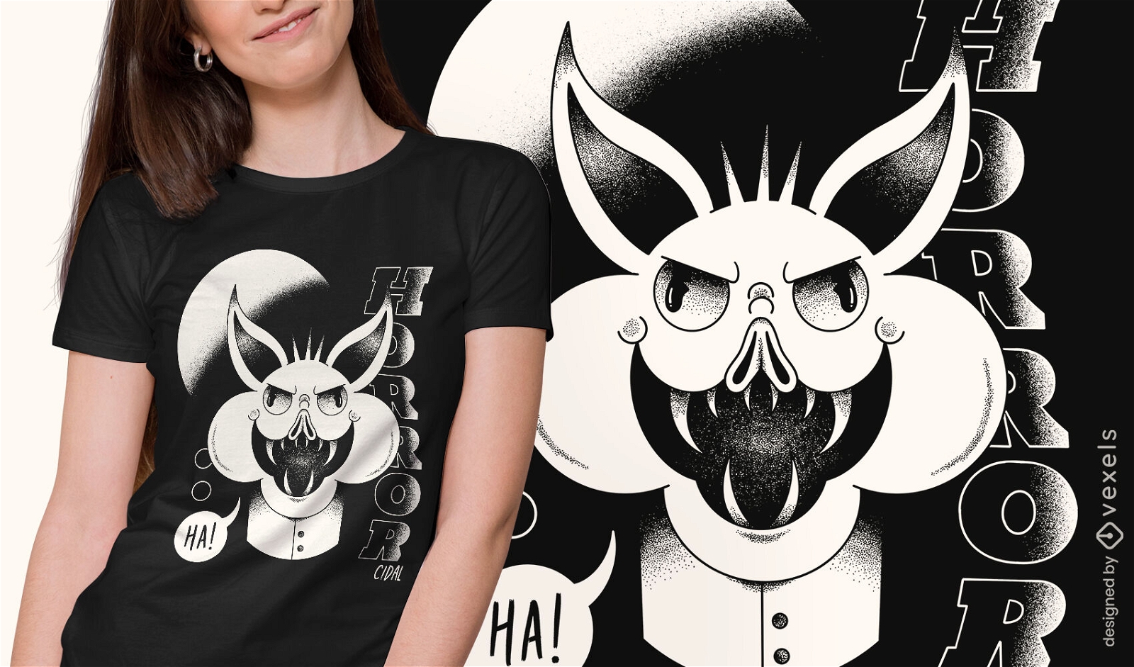 Design de camiseta de porco monstro assustador