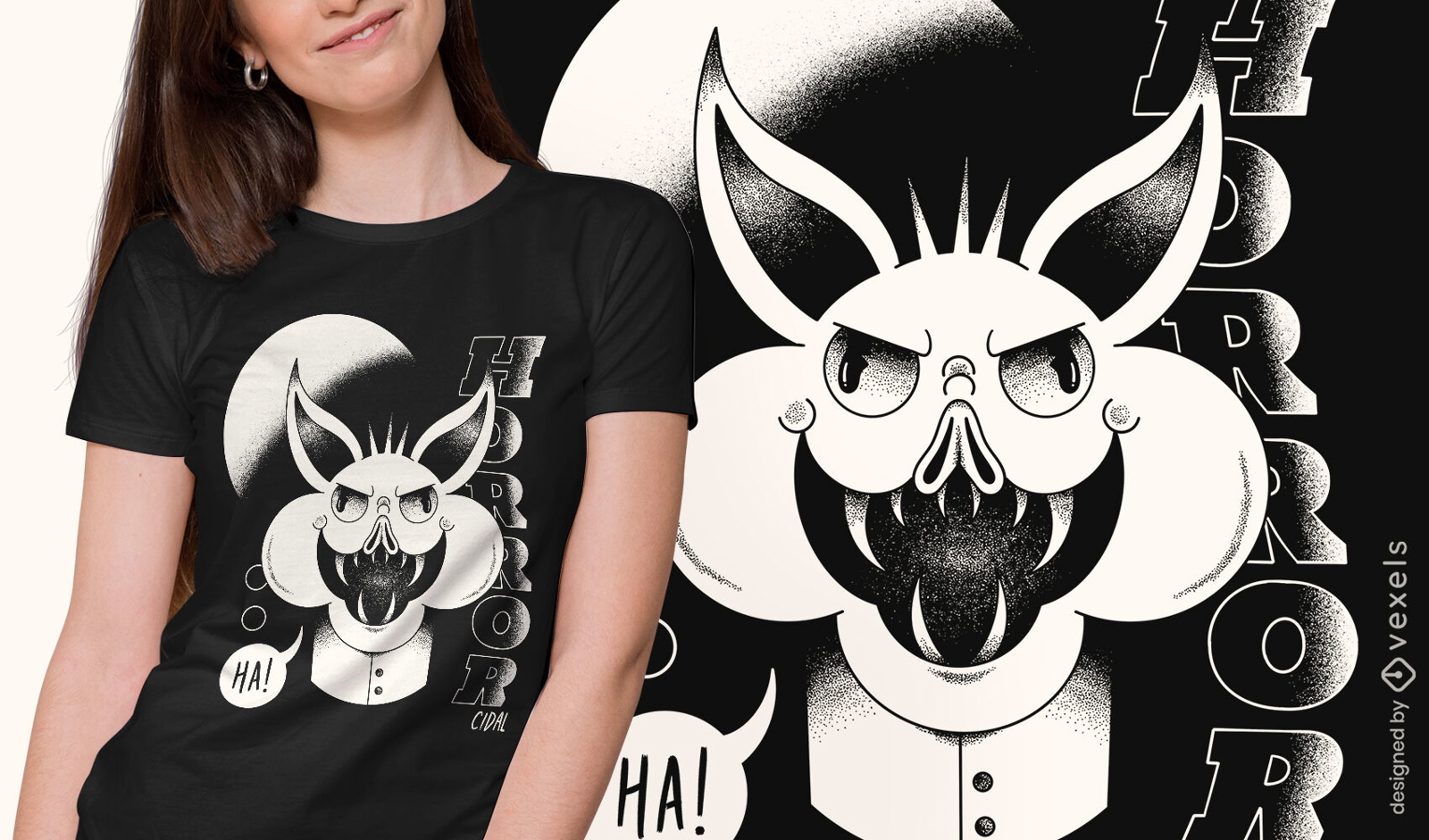 Scary monster pig t-shirt design