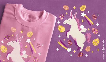 Diseño de camiseta de huevos de unicornio de pascua