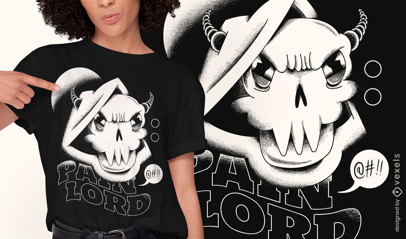 Pain lord skull monster t-shirt design