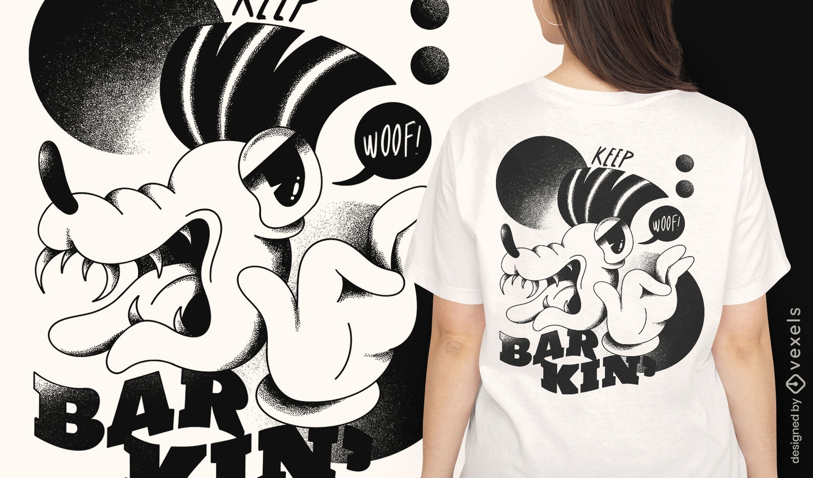 Diseño retro de camiseta de perro monstruo