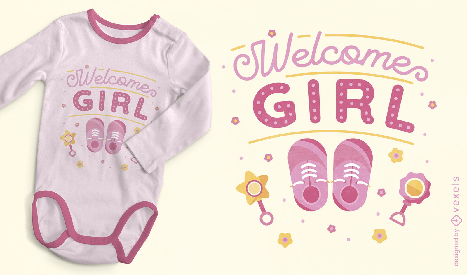 Diseño de camiseta de niña de bienvenida