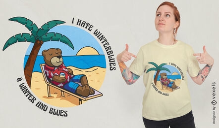 Design de camiseta de citação de inverno de urso de verão