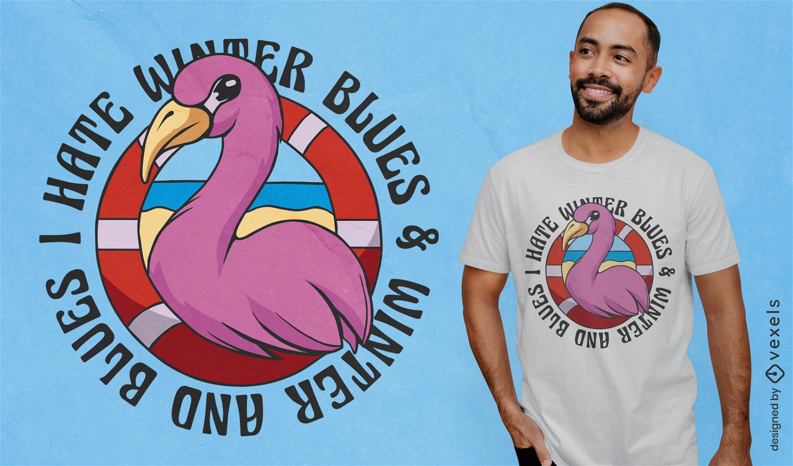Design de camiseta de aro de natação Flamingo