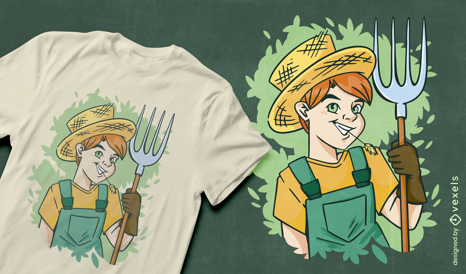 Design de camiseta de personagem de criança agricultora