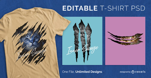 Cat scratch scalable t-shirt psd