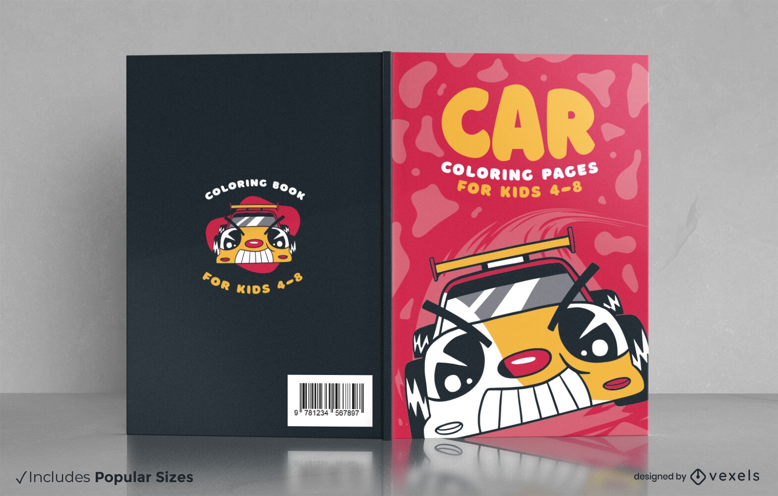 Diseño de portada de libro para colorear de coches