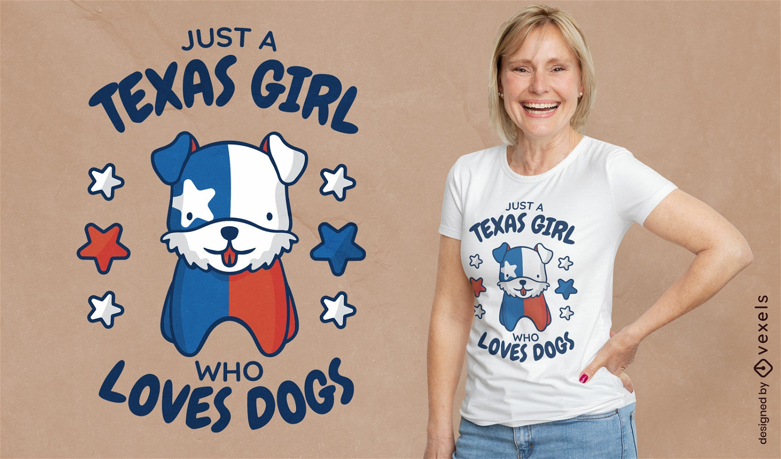 Design de camiseta de garota e cachorros do Texas