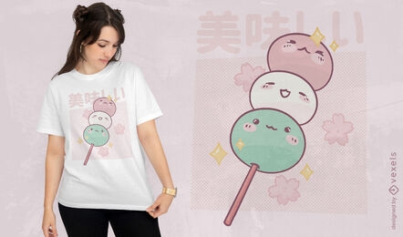 Design de camiseta de comida Kawaii mochis