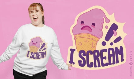 Design de t-shirt de desenho animado de sorvete