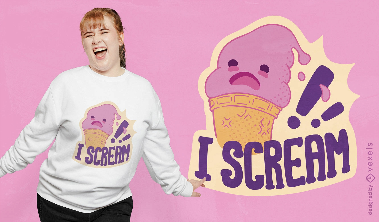 Ice cream funny cartoon t-shirt design