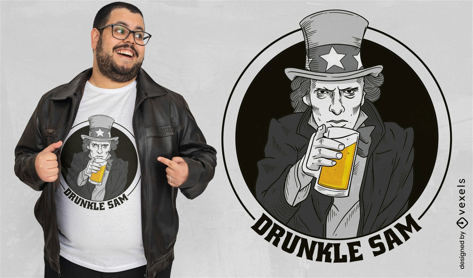 Diseño de camiseta de cerveza del tío Sam