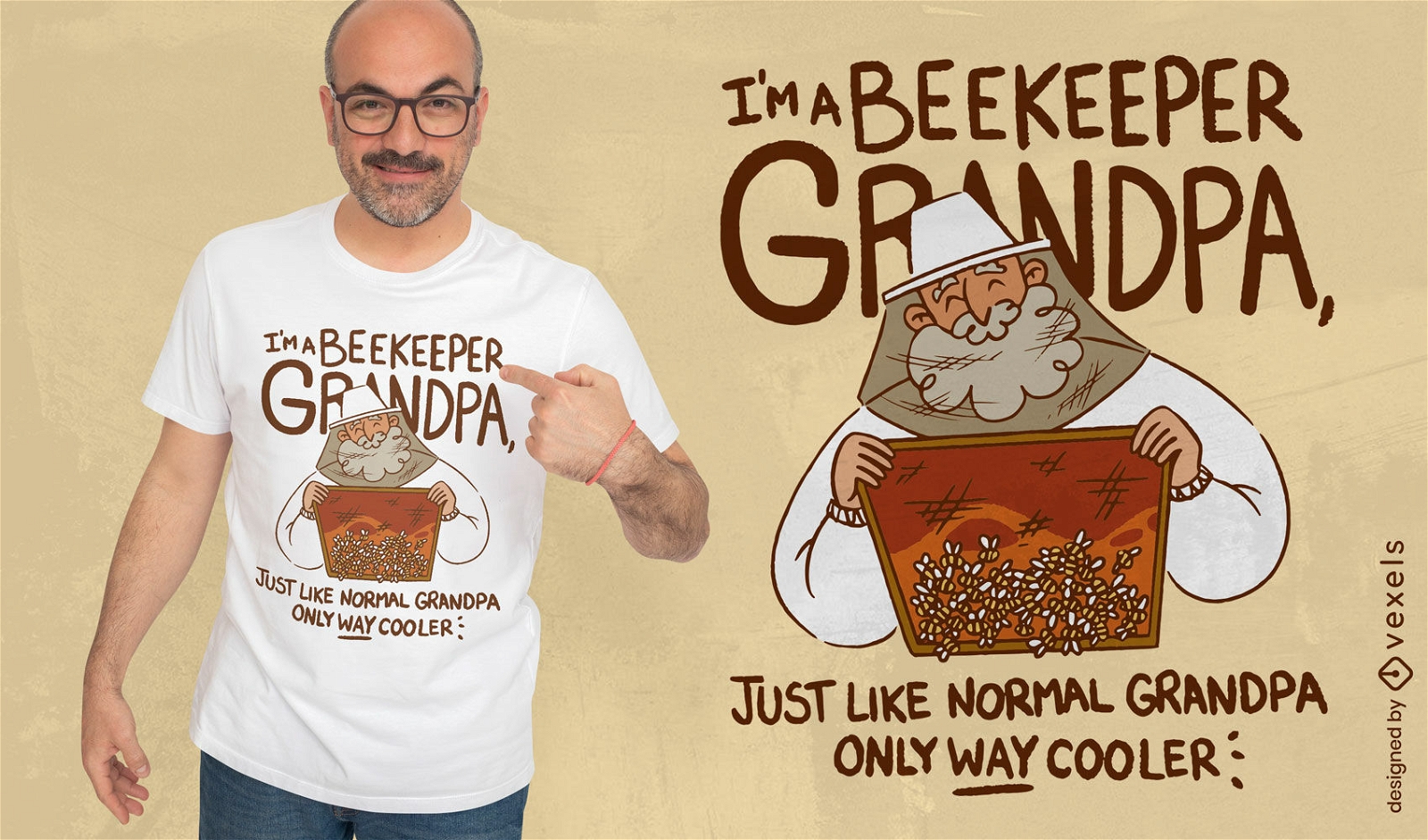 Happy beekeeper grandpa t-shirt design