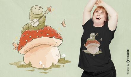Design de camiseta de cogumelo Caterpillar