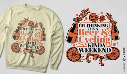 Diseño de camiseta de bebida de cerveza y bicicleta.