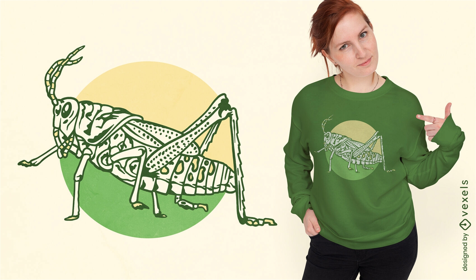 Diseño de camiseta animal insecto saltamontes