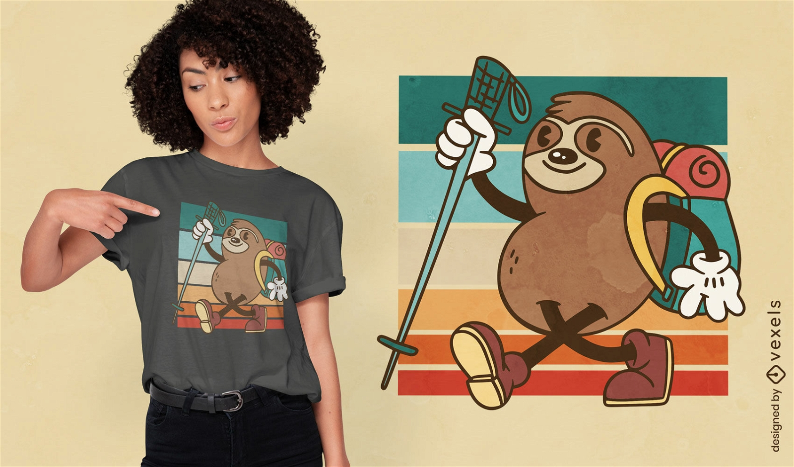 Sloth animal hiking t-shirt design