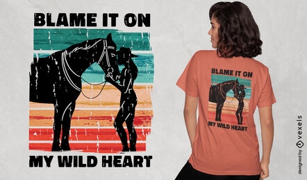 Diseño de camiseta de caballo de corazón salvaje