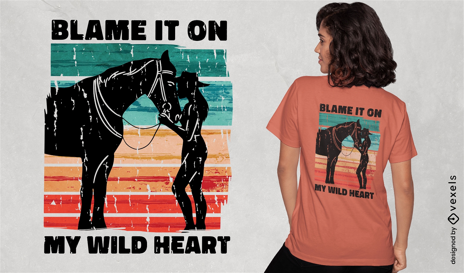 Design de camiseta de cavalo de coração selvagem