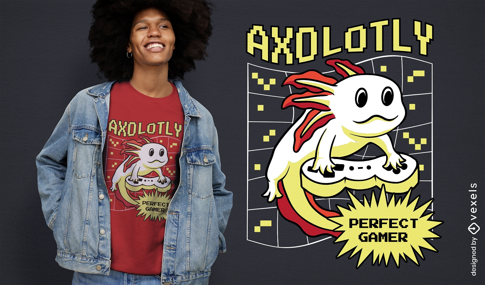 Axolotl gamer t-shirt design