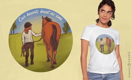 Diseño de camiseta con cita de niña y caballo.