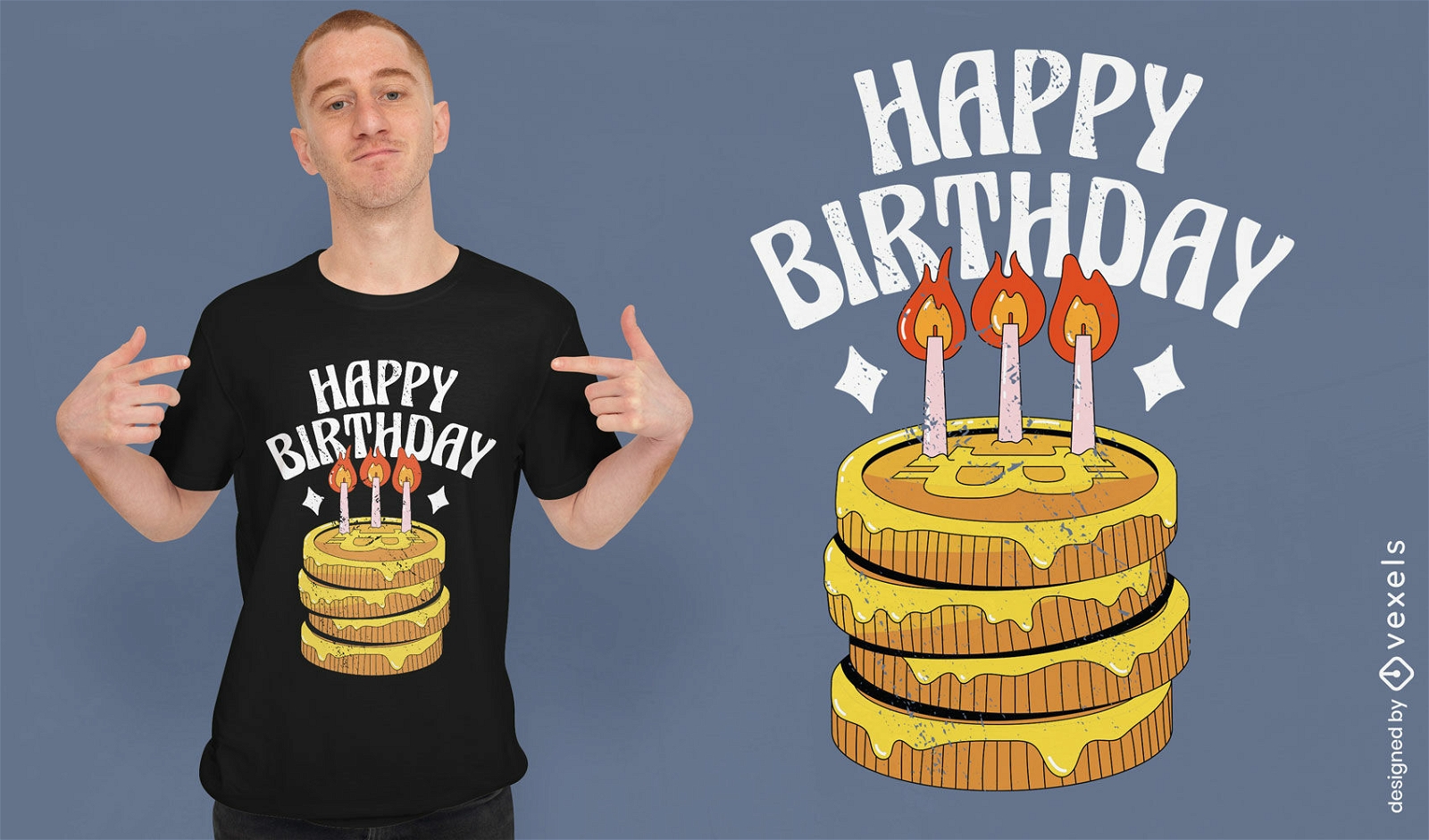 Diseño de camiseta de pastel de cumpleaños de bitcoin