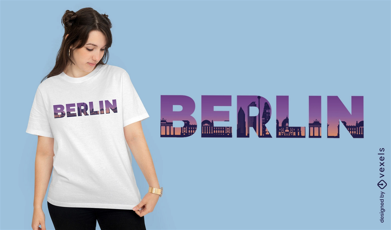 Diseño de camiseta del horizonte de la ciudad de Berlín.