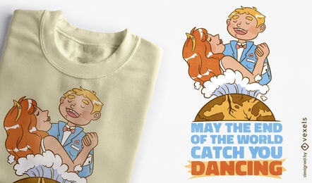 Diseño de camiseta de pareja bailando