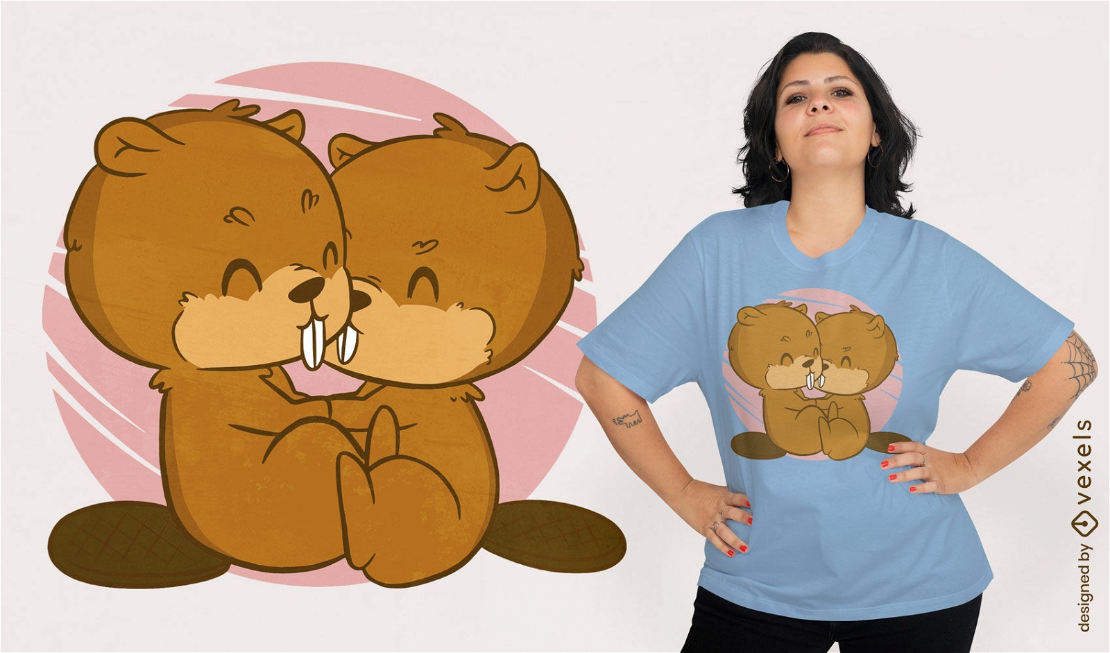Beavers beijam design de camiseta fofa