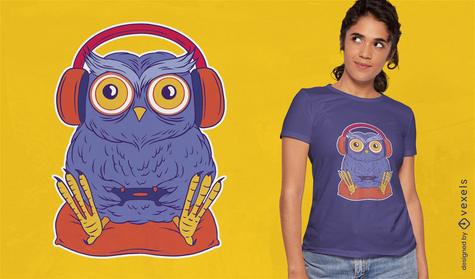 Tired gamer owl t-shirt design